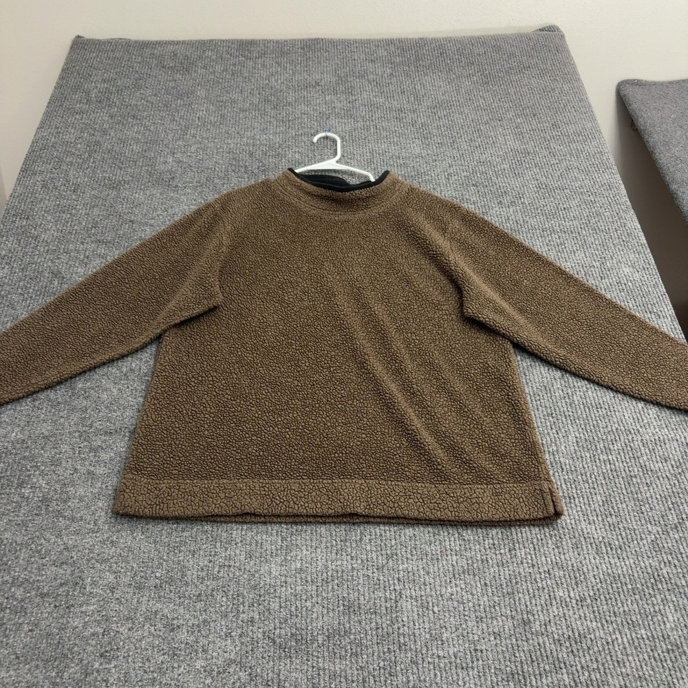 LL Bean Pullover Womens L Brown Acrylic Polyester Fleece Mock Neck Gorpcore